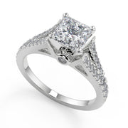 Julianne Pave Cathedral 4 Prong Princess Cut Engagement Ring - Nivetta